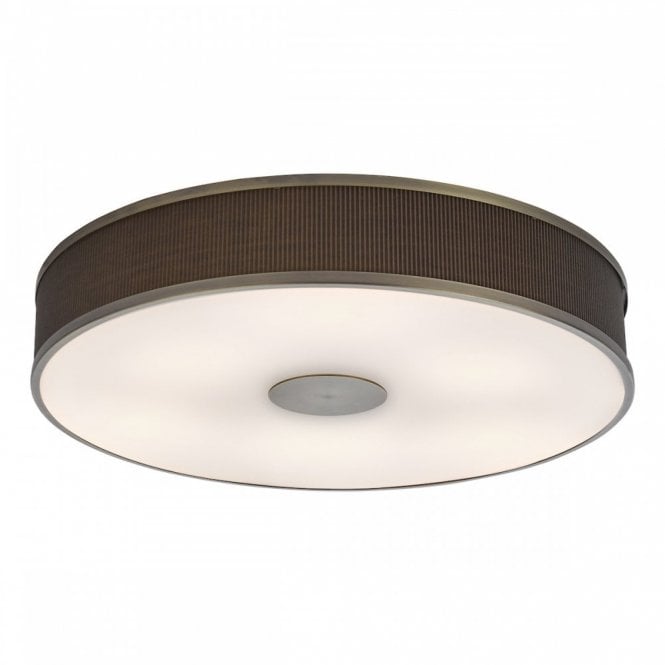 Alvaro Flush Ceiling 6 Light in Antique Bronze with Brown Shade