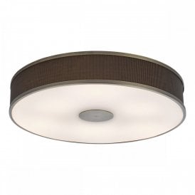 Alvaro Flush Ceiling 6 Light in Antique Bronze with Brown Shade