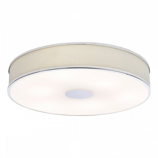 Alvaro Flush Ceiling 6 Light in Polished Chrome with Ivory Shade