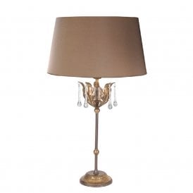 AMARILLI traditional table lamp with glass droplets - bronze/gold finish