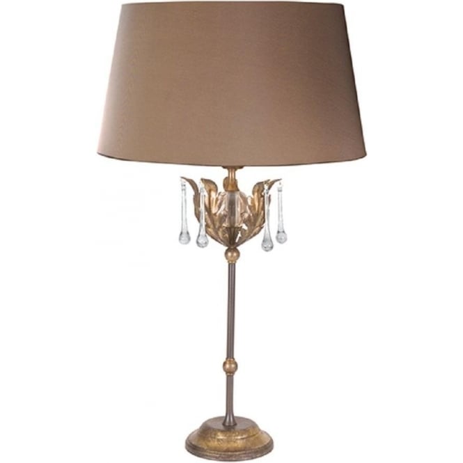 AMARILLI traditional table lamp with glass droplets - bronze/gold finish