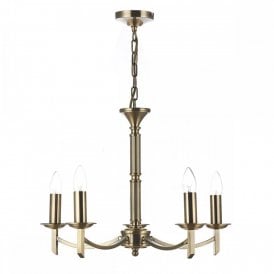 AMBASSADOR traditional 5 light antique brass chandelier