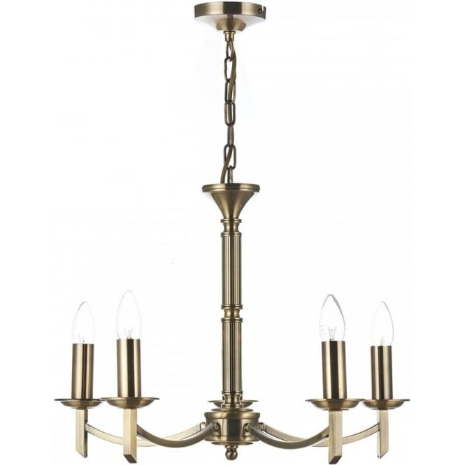 AMBASSADOR traditional 5 light antique brass chandelier