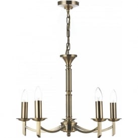AMBASSADOR traditional 5 light antique brass chandelier
