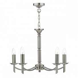 AMBASSADOR traditional 5 light satin chrome chandelier