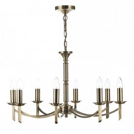 AMBASSADOR traditional 8 light antique brass chandelier