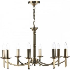 AMBASSADOR traditional 8 light antique brass chandelier
