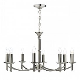 AMBASSADOR traditional 8 light satin chrome chandelier