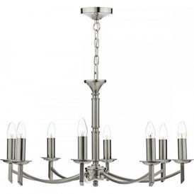 AMBASSADOR traditional 8 light satin chrome chandelier