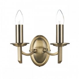 AMBASSADOR traditional antique brass double wall light