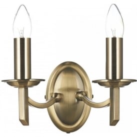 AMBASSADOR traditional antique brass double wall light