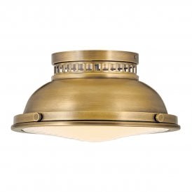 Flush Ceiling Light Heriage Brass | Prismatic Glass Diffuser