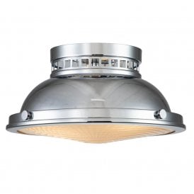 AMELIA Flush Ceiling Light Polished Chrome with Glass Diffuser