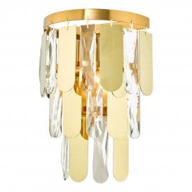 Chandelier Style Wall Light Polished Gold Crystal