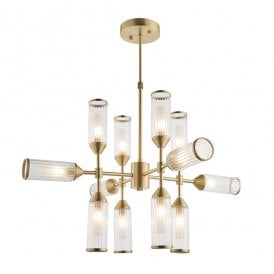 ANCILLARY Ribbed And Frosted Glass Satin Brass Pendant Light