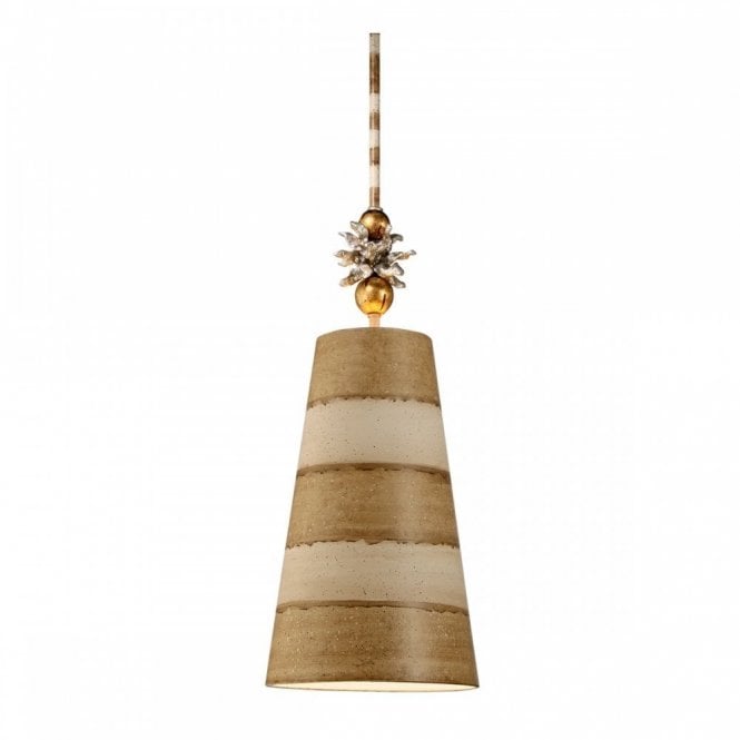 ANEMONE ceiling pendant with taupe and cream striped shade