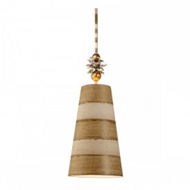 ANEMONE ceiling pendant with taupe and cream striped shade