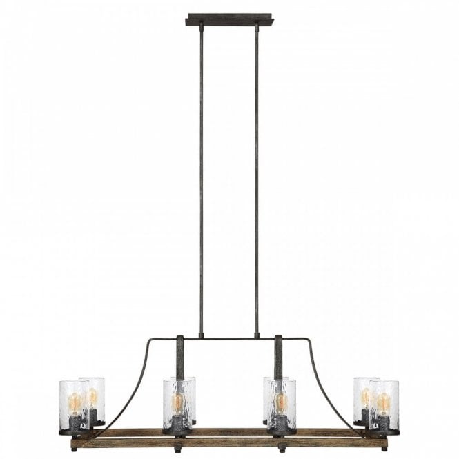 ANGELO 8 Light Isle Chandelier | Distressed Weathered Oak | Slate Grey Metal