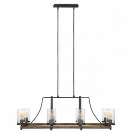 ANGELO 8 Light Isle Chandelier | Distressed Weathered Oak | Slate Grey Metal
