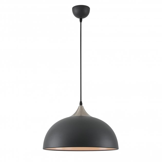 ANNA modern black ceiling pendant with satin nickel cowl