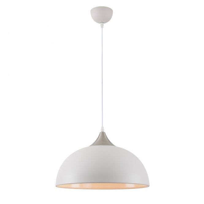 ANNA modern white ceiling pendant with satin nickel cowl