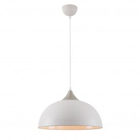ANNA modern white ceiling pendant with satin nickel cowl