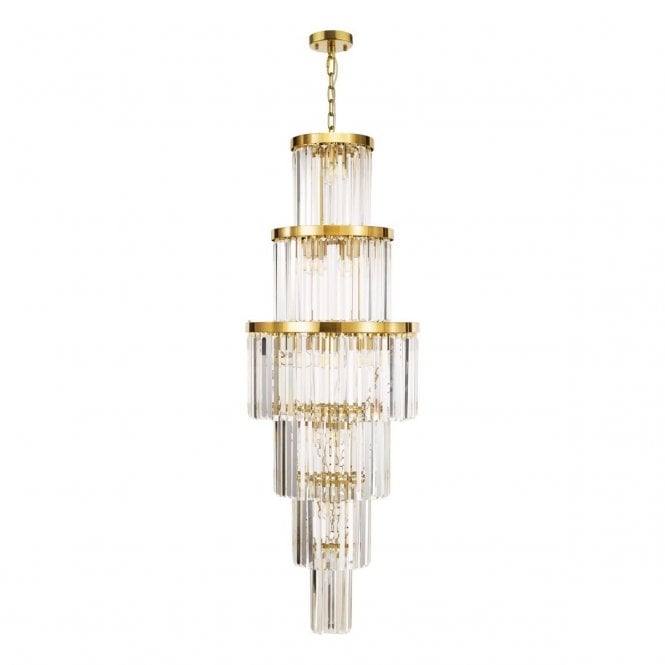 Antique Gold & Crystal 28-Light Angel Chandelier