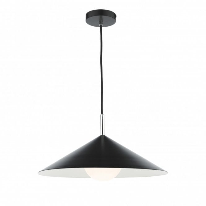 APEX Cone Pendant in Matt Black and Polished Chrome