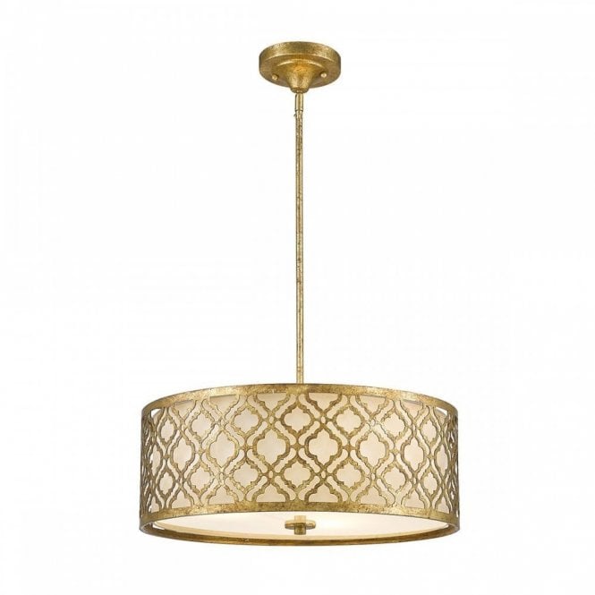 ARABELLA dual mount distressed gold filigree ceiling pendant - large