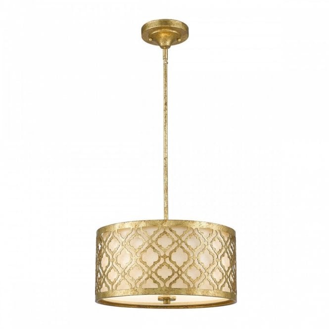 ARABELLA dual mount distressed gold filigree ceiling pendant - medium
