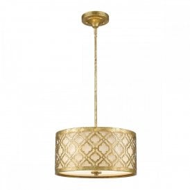 ARABELLA dual mount distressed gold filigree ceiling pendant - medium