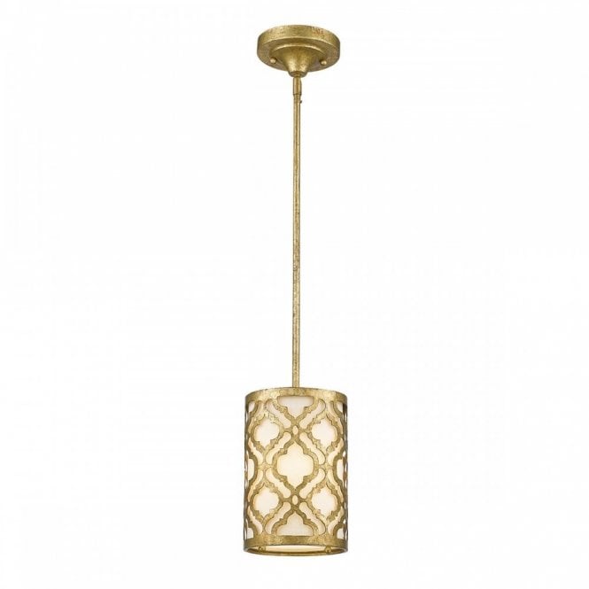 ARABELLA dual mount distressed gold filigree ceiling pendant - mini