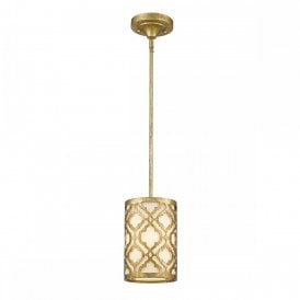 ARABELLA dual mount distressed gold filigree ceiling pendant - mini