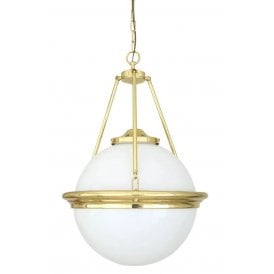 ARDEE TRADITIONAL OPAL GLOBE CHANDELIER POLISHED BRASS