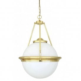 ARDEE TRADITIONAL OPAL GLOBE CHANDELIER POLISHED BRASS