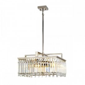 ARIES modern 4 light Deco chandelier in nickel with crystal rods