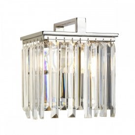 ARIES modern Deco style wall light with crystal rods on nickel fitting
