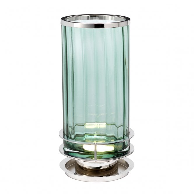 ARNO Table Lamp Green ribbed glass and Polished Nickel