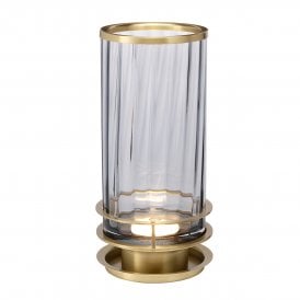 Antique Brass and smoked glass table lamp 