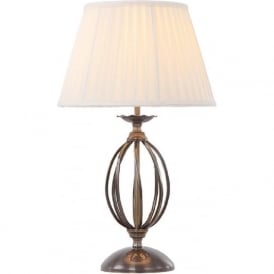 ARTISAN aged brass table lamp with ivory shade