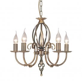 ARTISAN dual mount traditional 5 arm ceiling light - aged brass