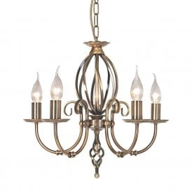 ARTISAN dual mount traditional 5 arm ceiling light - aged brass