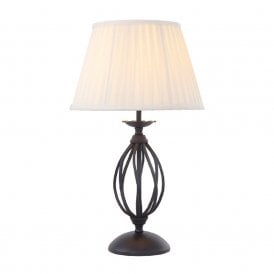 ARTISAN traditional black base table lamp with ivory shade