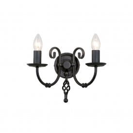 ARTISAN traditional twin candle style wall light - black