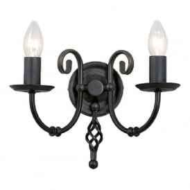 ARTISAN traditional twin candle style wall light - black