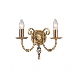 ARTISAN twin candle style wall light - aged brass