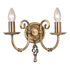 ARTISAN twin candle style wall light - aged brass