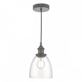 ARVIN antique chrome ceiling pendant with clear glass shades