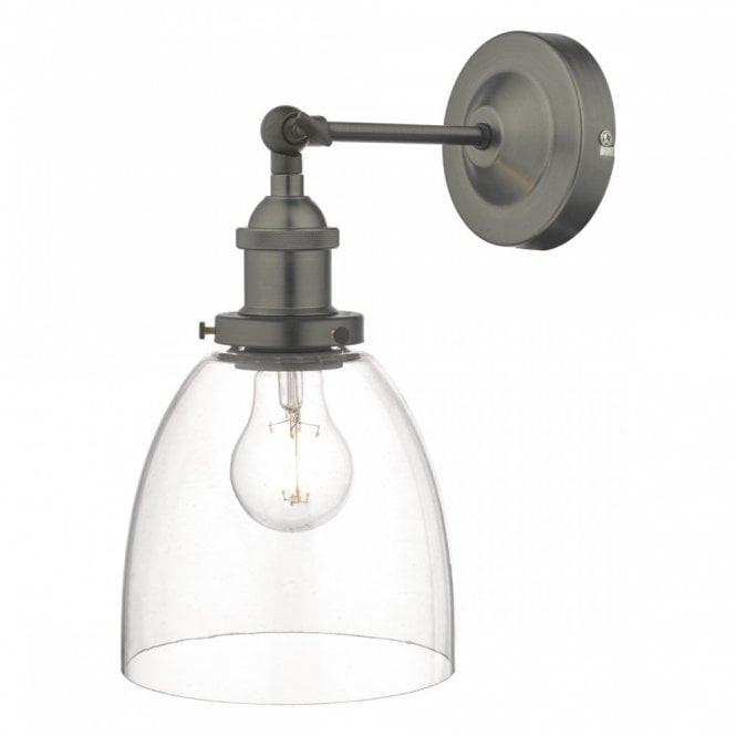 ARVIN antique chrome wall light with clear glass shade