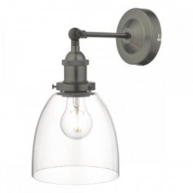 ARVIN antique chrome wall light with clear glass shade